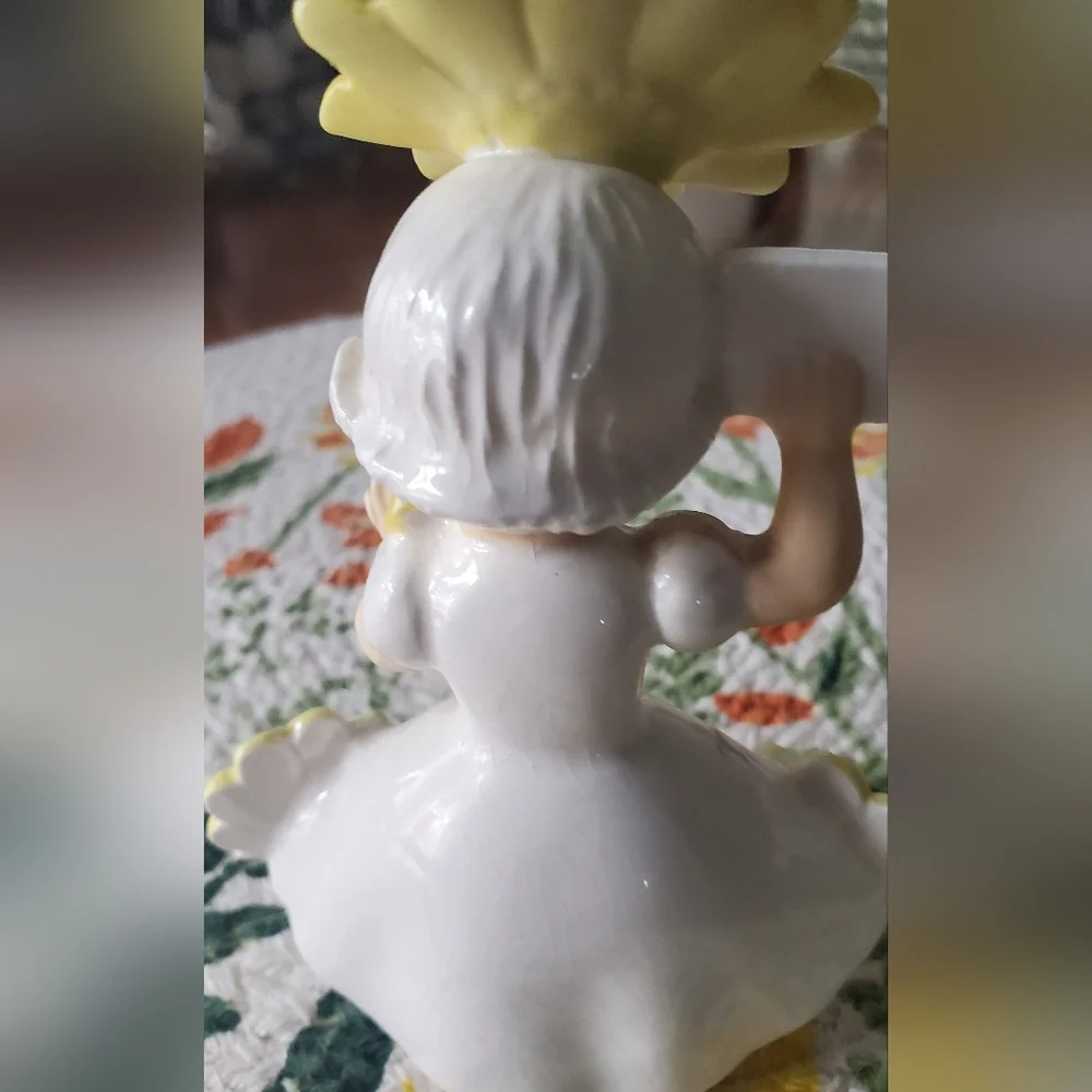 Charming April Flower Girl Cake Topper - Yellow and White